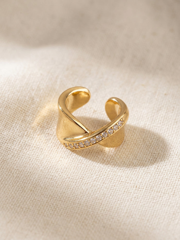 Crossover Stone Gold Ear Cuff for Women