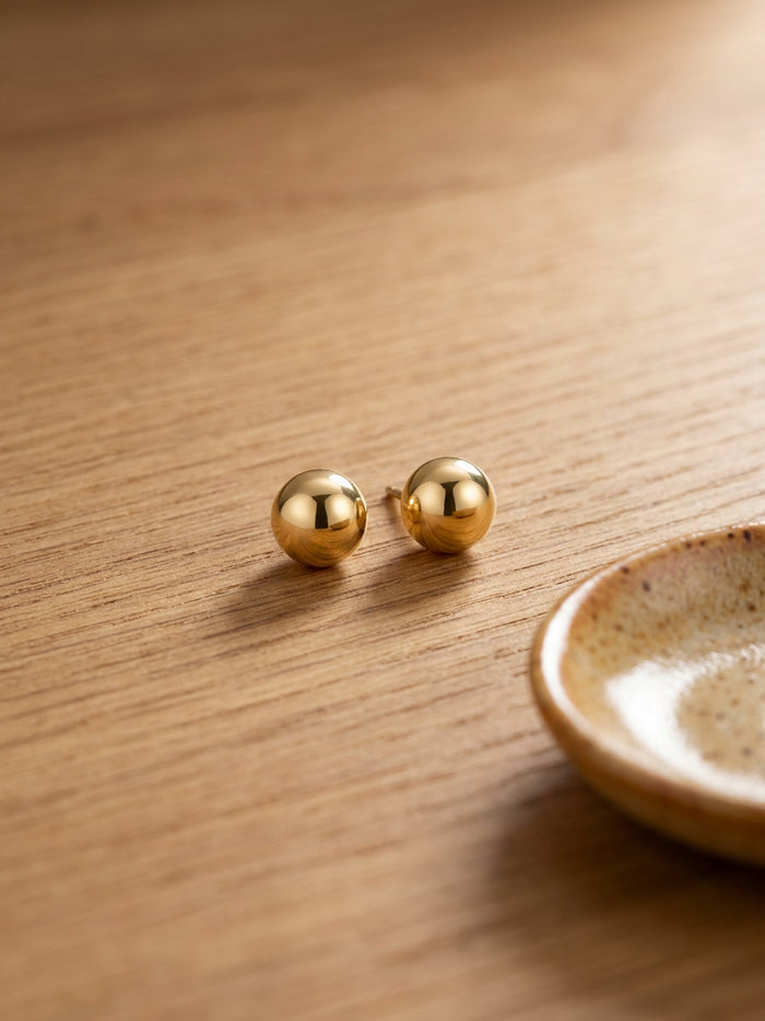 Gold Ball Stud Earrings for Women