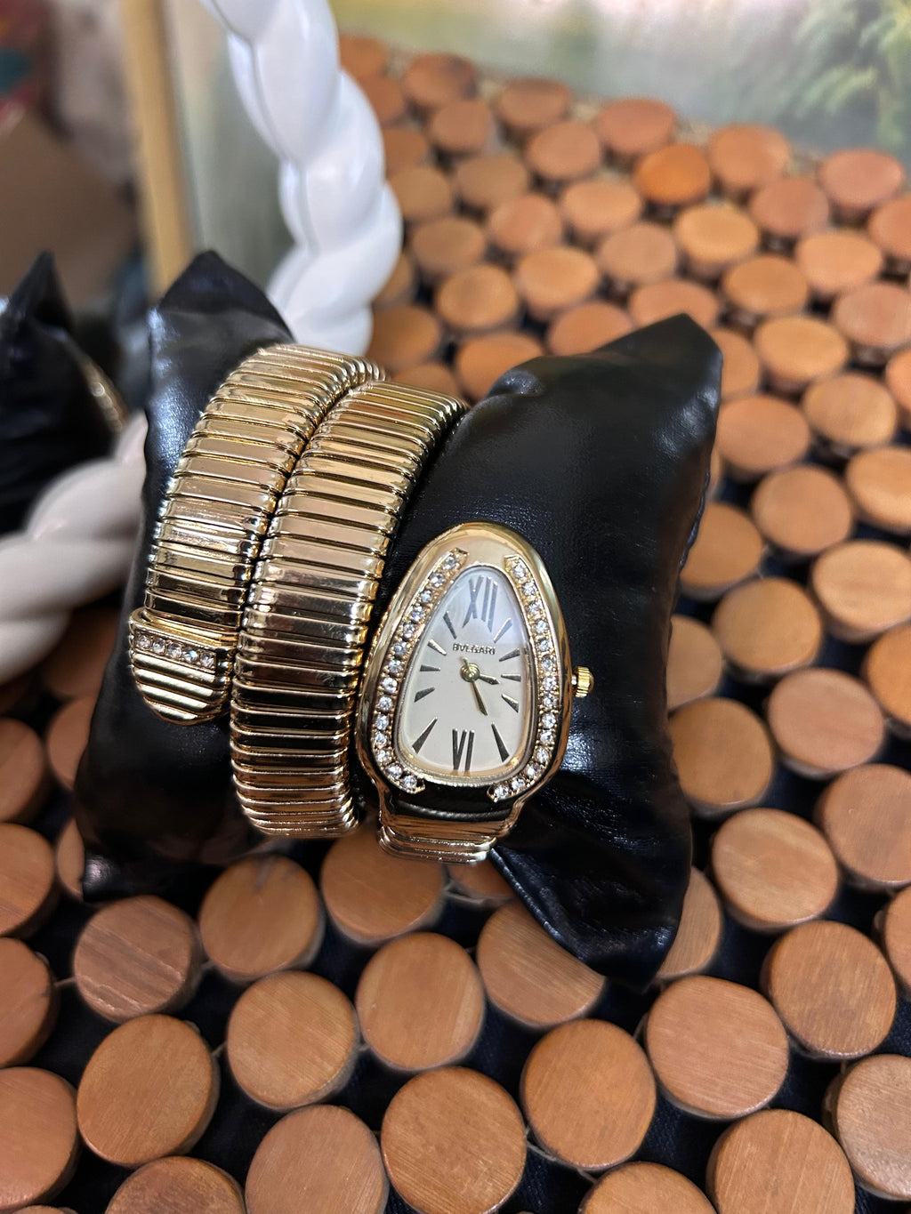 White Dial Double Layer Snake Watch for Women – Elegant Bracelet Watch