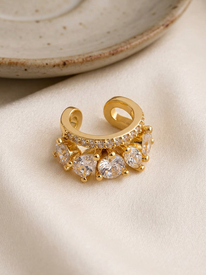 Stone Drop Gold Ear Cuff for Women