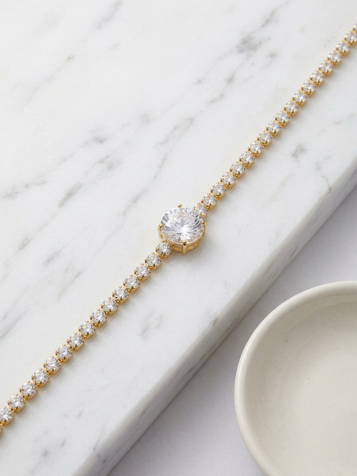 Solitaire Stone Gold Tennis Bracelet