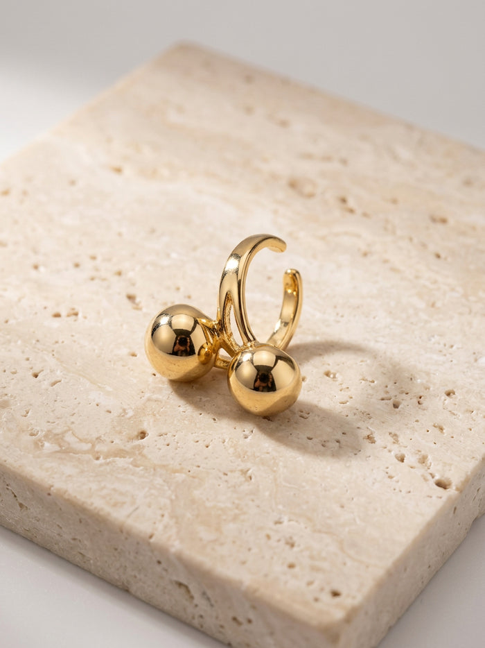 Double Ball Open Gold Ring for Women