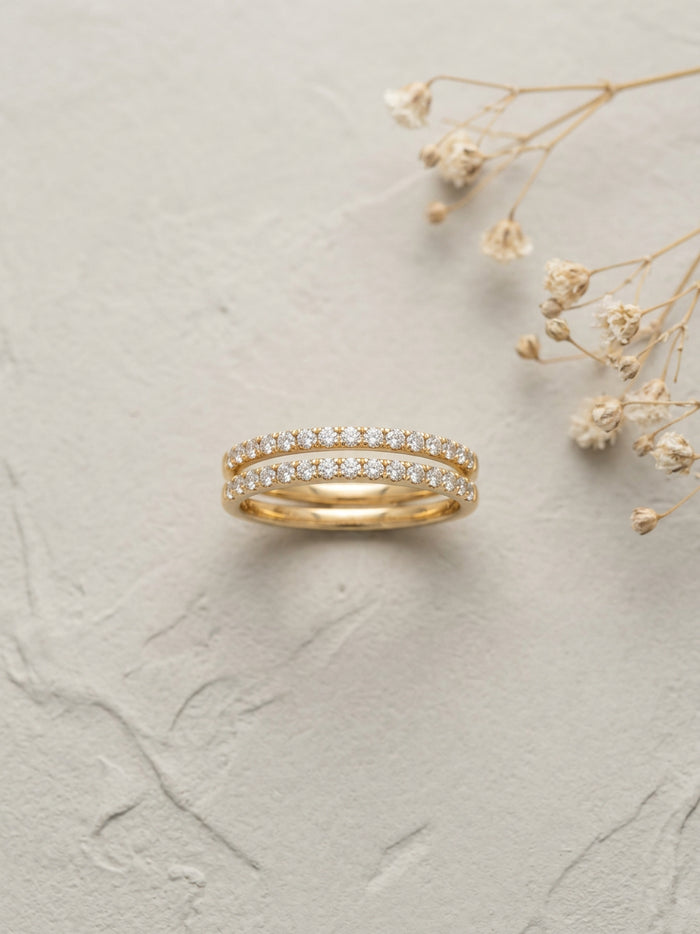 Double Row Stone Gold Band Ring