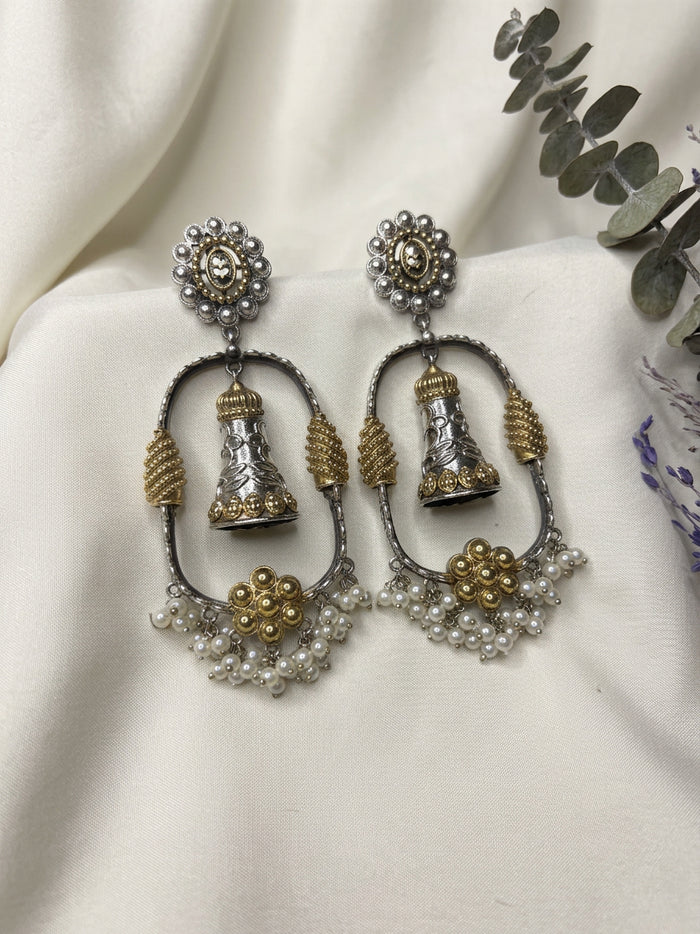 Dual Tone Kashmiri Jhumka Earrings