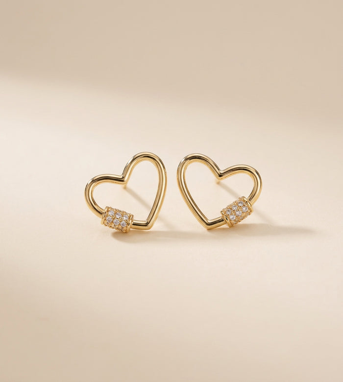 Heart Screw-Lock Stud Earrings