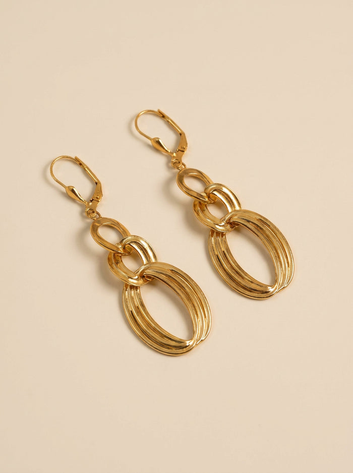 Gold Interlocking Hoop Drop Earrings
