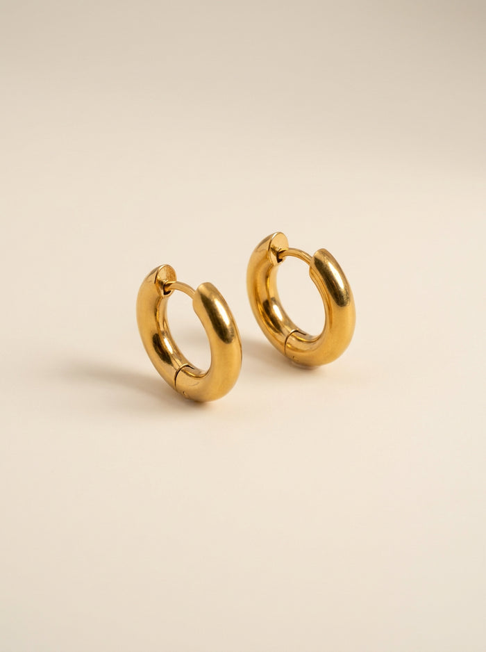 Gold Chunky Huggie Hoop Earrings