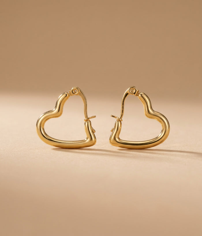 Gold Open Heart Hoop Earrings