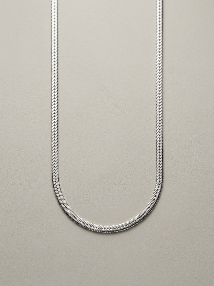 Silver Tone Herringbone Chain Necklace for Women