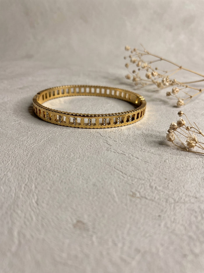 Cutout Gold Bangle Bracelet for Women