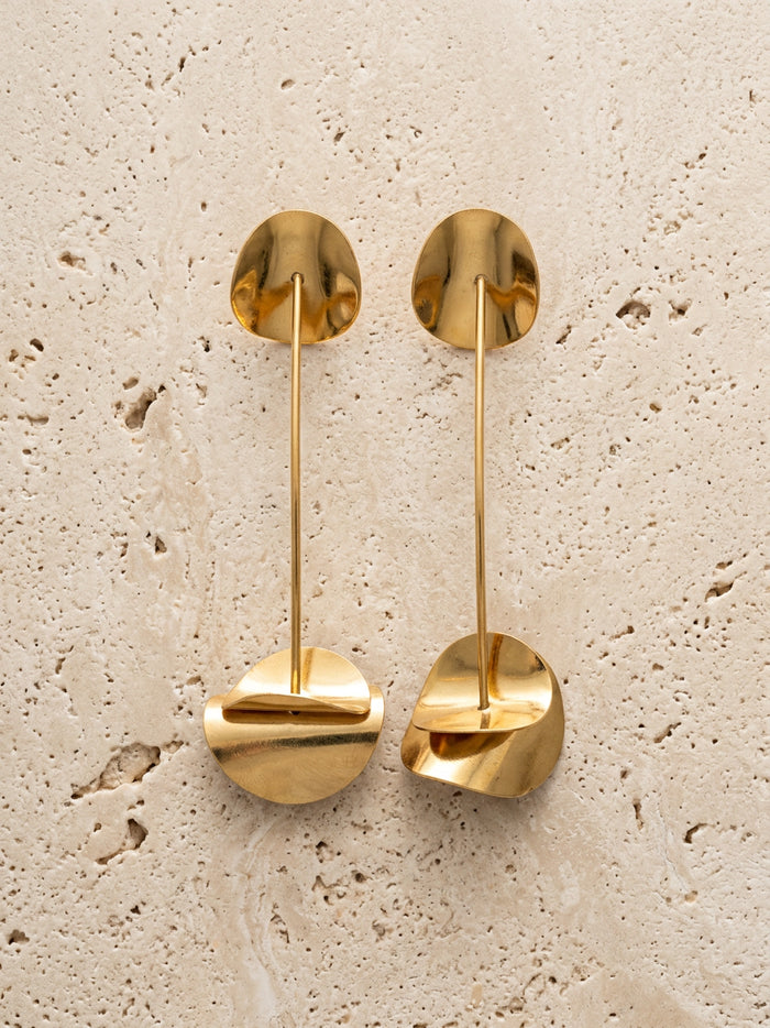 Long Bar Drop Gold Statement Earrings