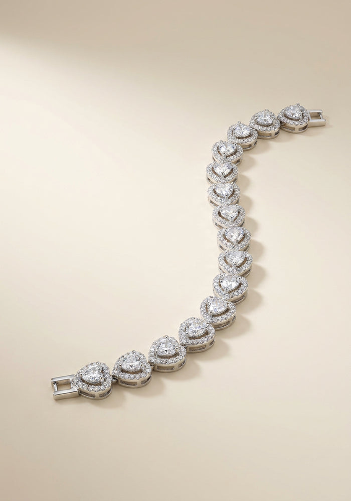 Clear Heart-Shaped Halo Bracelet