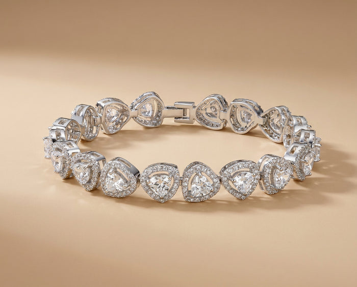 Clear Teardrop Halo Statement Bracelet