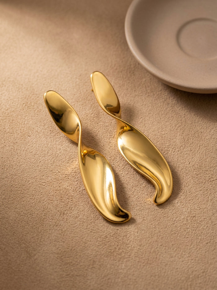 Twisted Gold Sculptural Drop Earrings