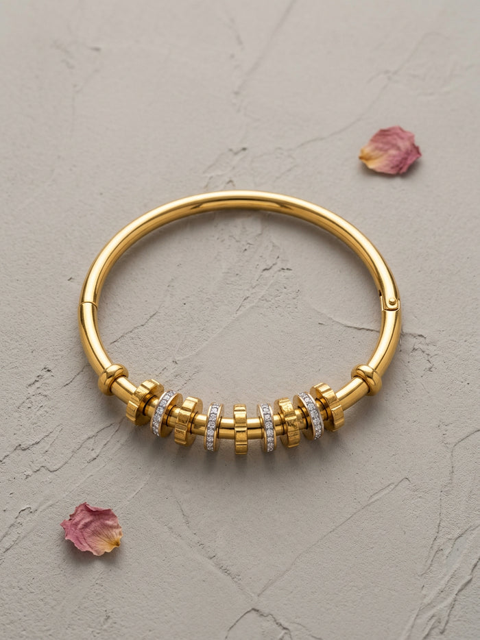 Stone Ring Charm Gold Bangle Bracelet
