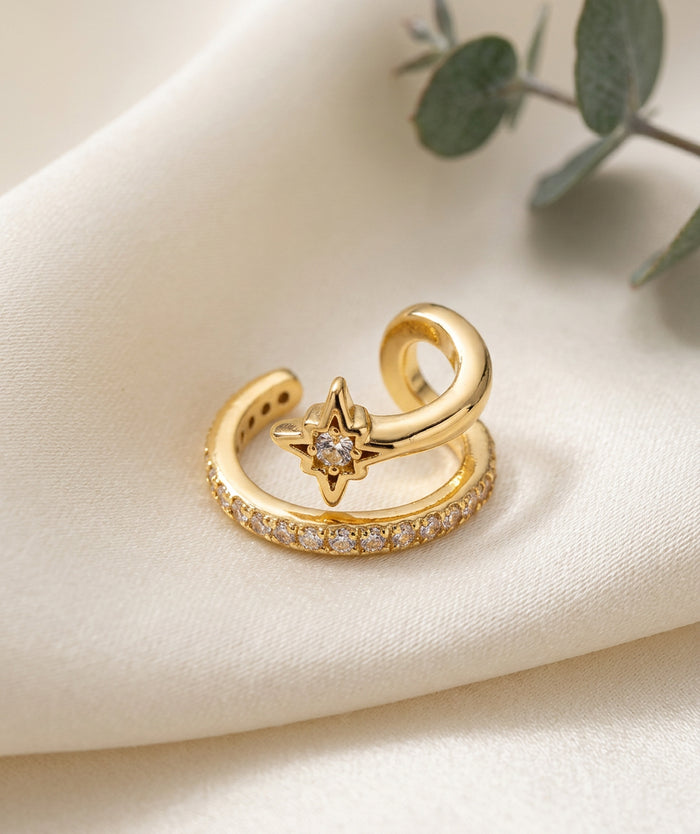 Star Stone Gold Ear Cuff for Women