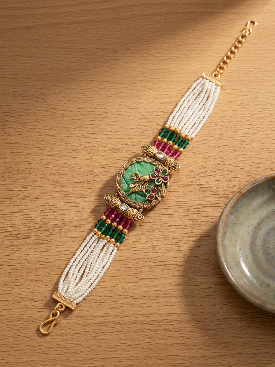 Minimal Green Heritage Bracelet for Women - studio