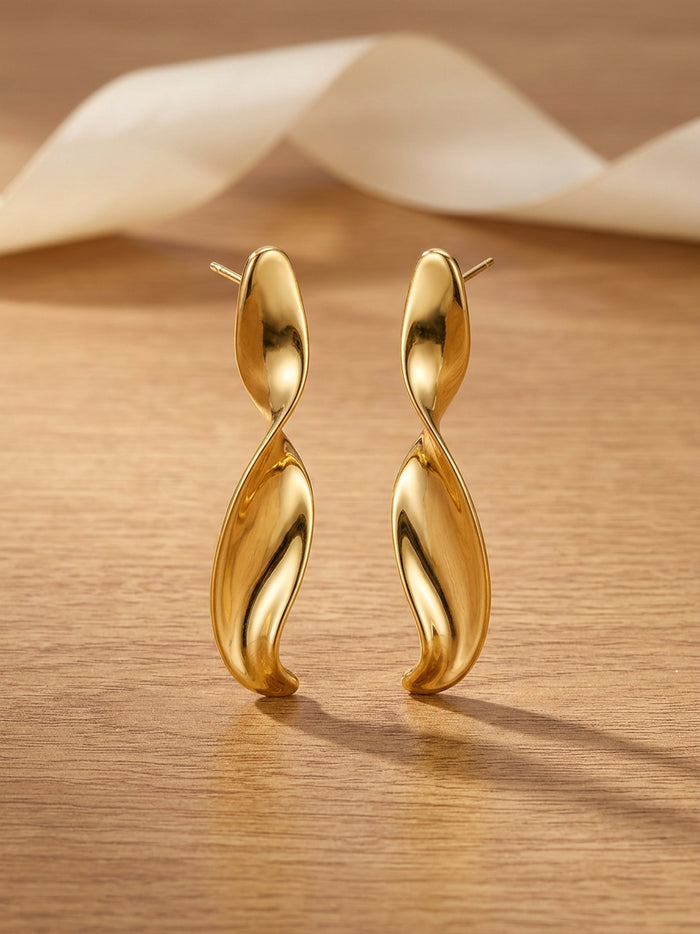 Twisted Gold Sculptural Earrings for Women