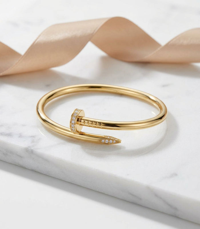 Stone Nail Gold Wrap Bangle for Women