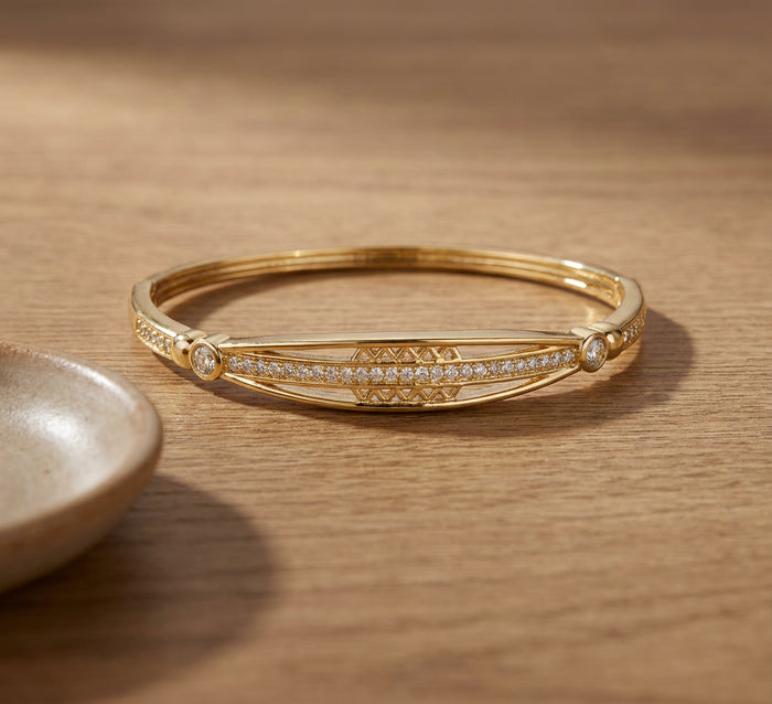 Gold Pave Bar Bangle