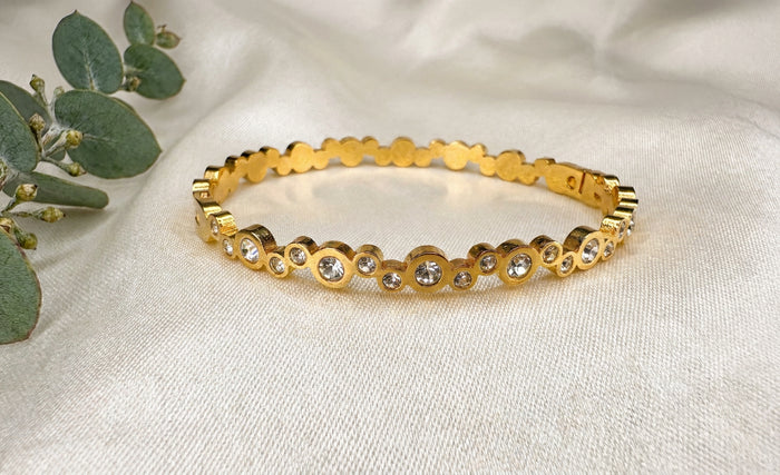 Gold Bubble Stone Bangle