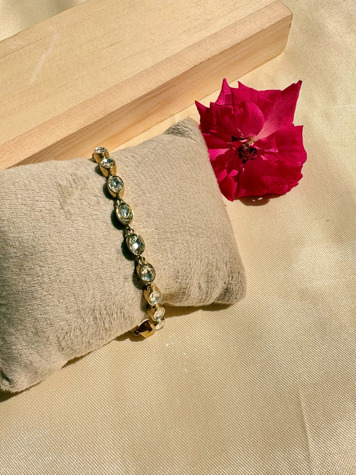 Gold Bezel Crystal Chain Bracelet