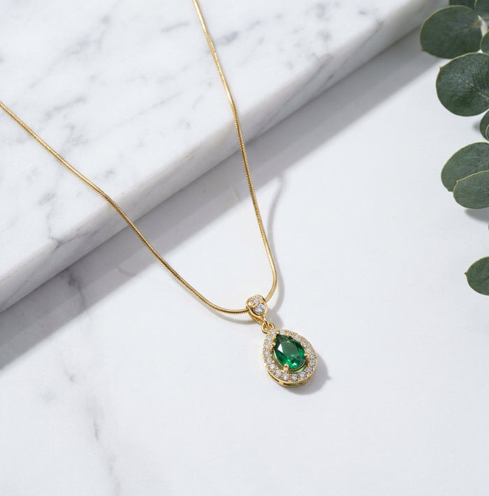 Teardrop Crystal Pendant Necklace