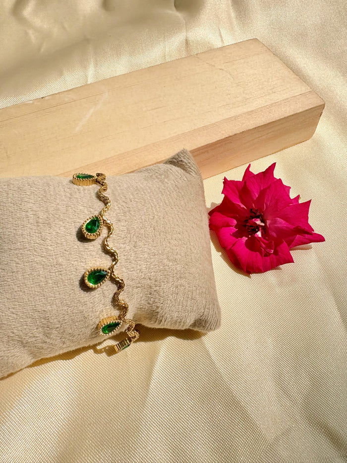Emerald Teardrop Charm Bracelet