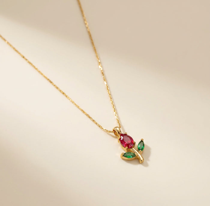 Gold Tulip Pendant Necklace