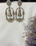 Dual Tone Gold Silver Kashmiri Jhumka Earrings