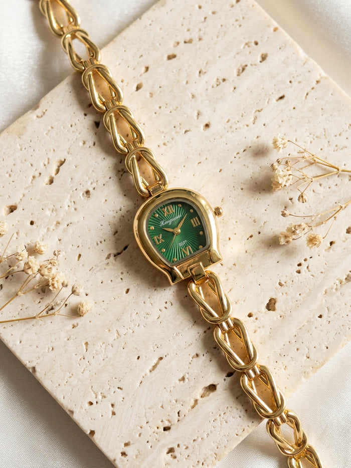 Green Dial Horseshoe Gold Chain Watch