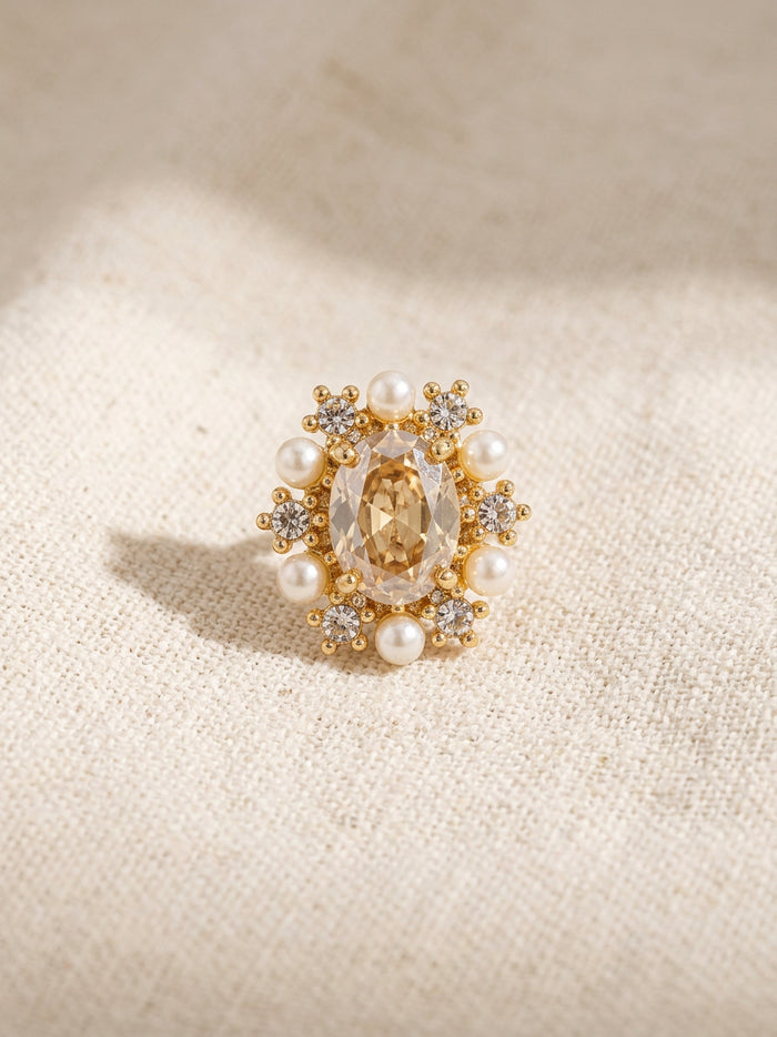 Pearl Halo Stone Gold Statement Piece