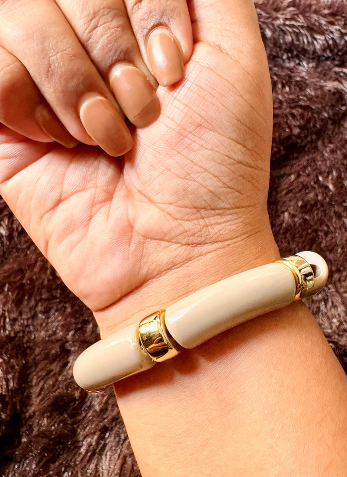 Blush Resin and Gold Tube Bracelet