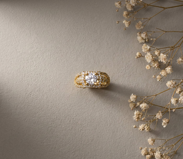 Gold Pave Oval Ring