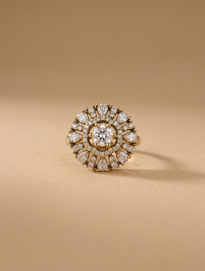Round Halo Cocktail Ring