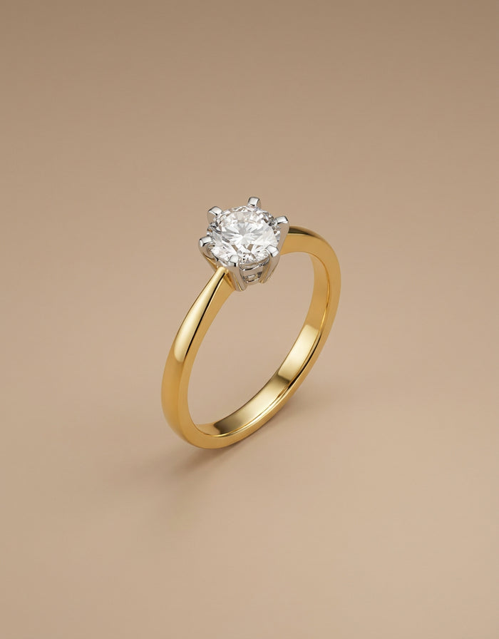 Gold Solitaire Flower Ring