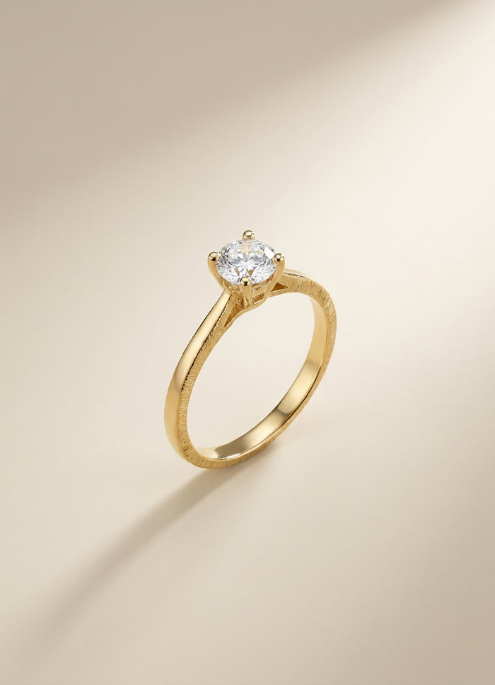 Gold Solitaire Prong Ring