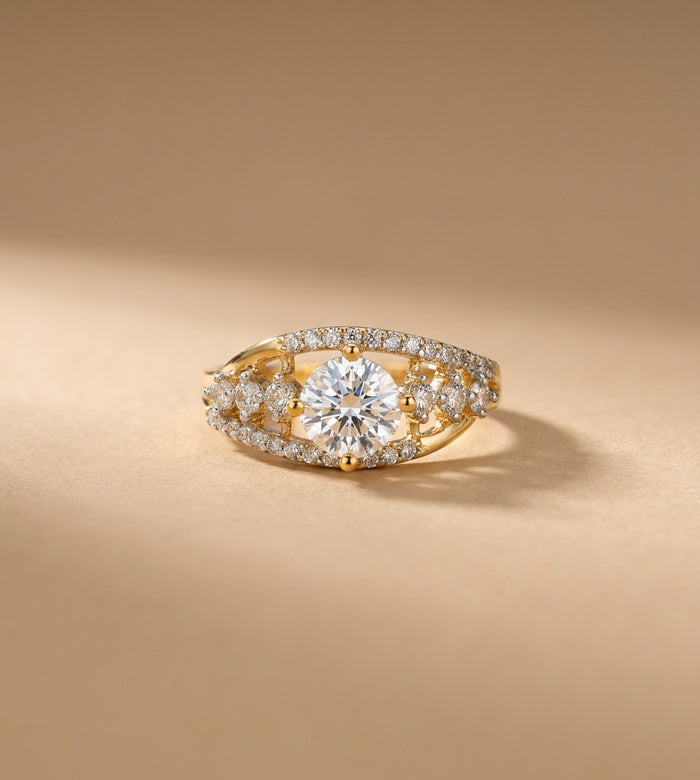 Stacked Band Solitaire Ring