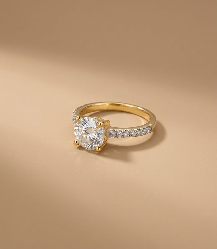 Solitaire Ring with Pave Shoulders