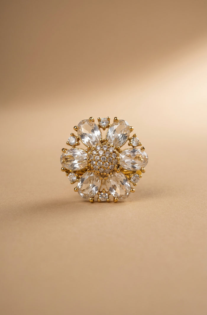 Daisy Flower Cocktail Ring