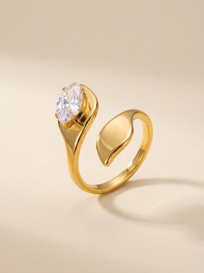 Gold Wrap Ring with Marquise Crystal