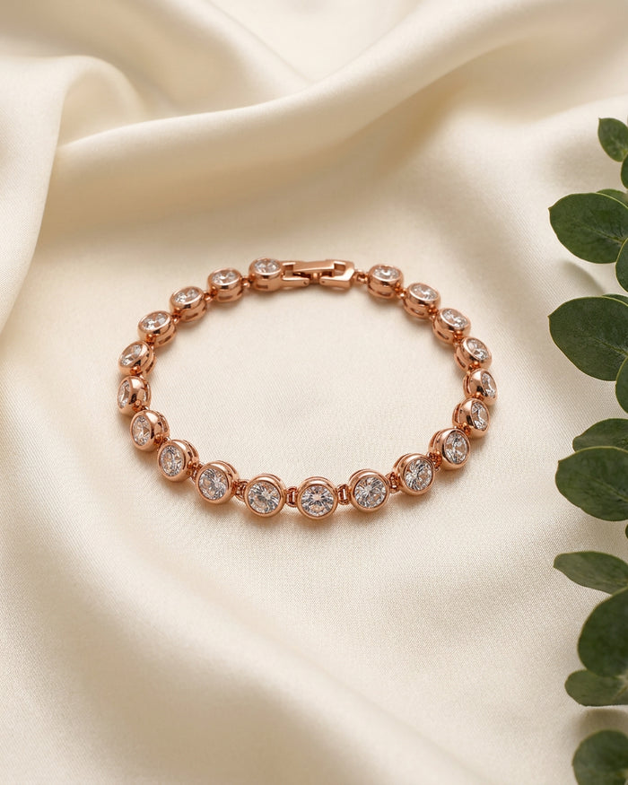 Rose Gold Stone Tennis Bracelet for Women