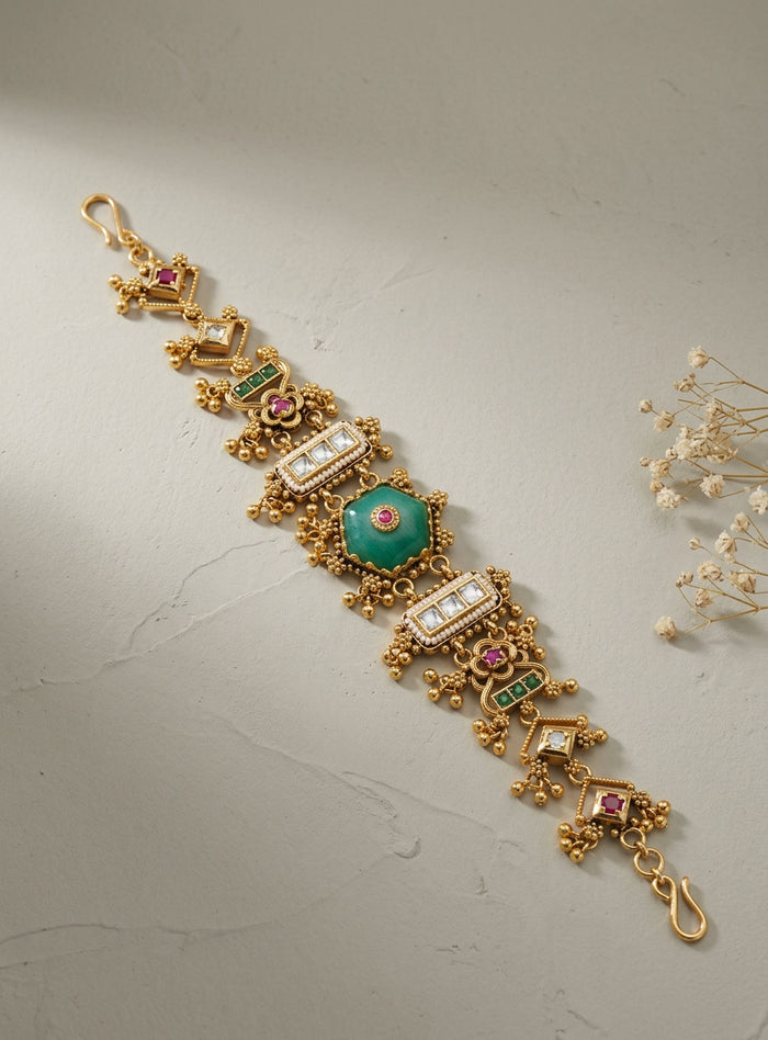Green Stone Kundan Heritage Bracelet