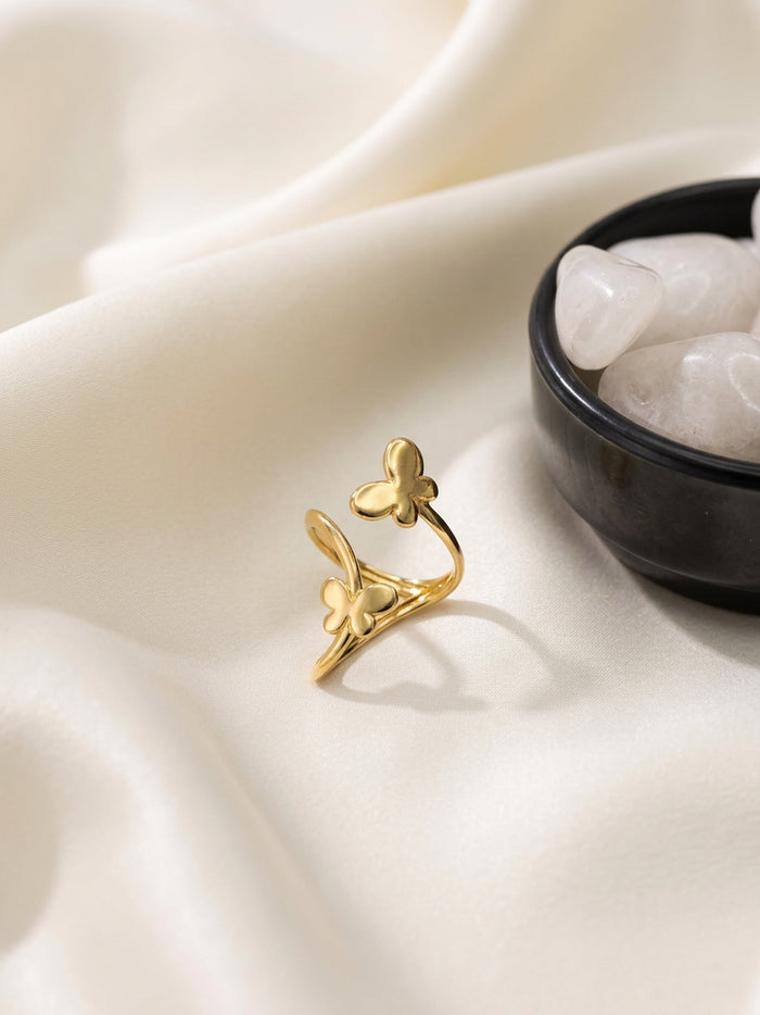 Butterfly Twist Gold Ring for Women