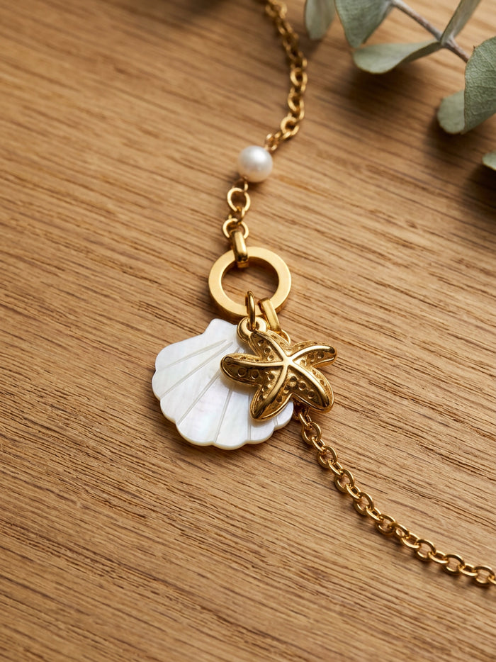 Shell Starfish Pearl Chain Bracelet