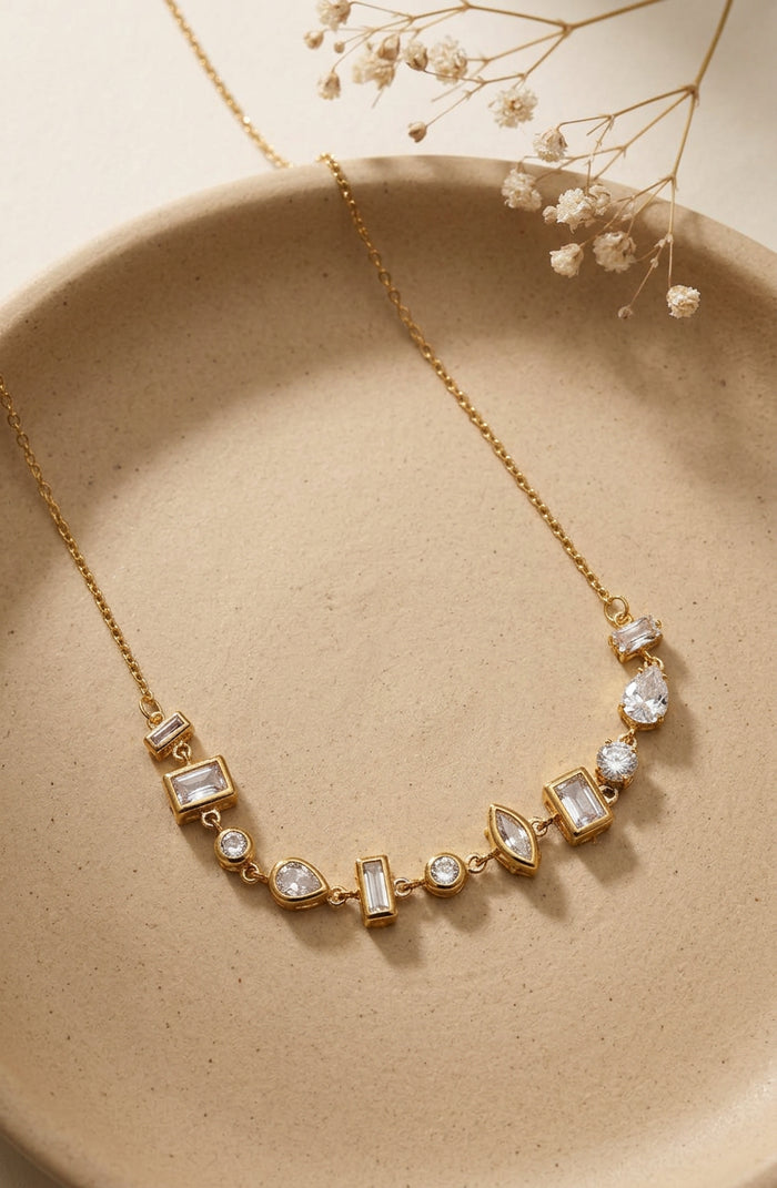 Mixed Cut Stone Gold Necklace for Women