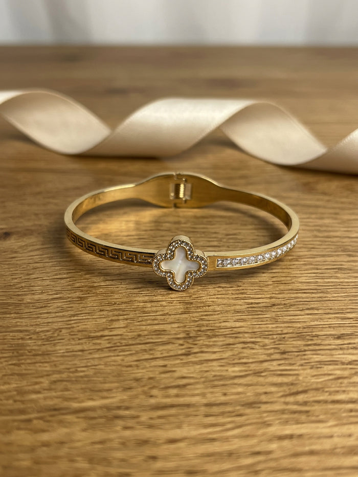 Clover Stone Bangle Bracelet for Women