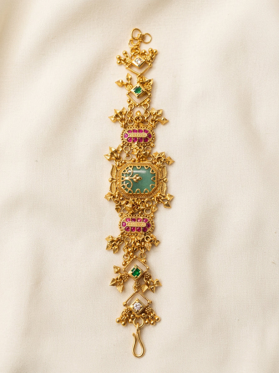 Vintage Green Gold plated Heritage Bracelet for Women - studio