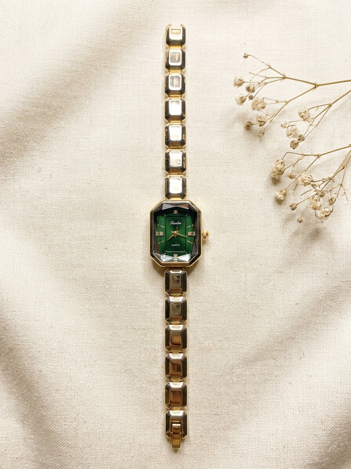 Emerald Green Dial Jewel Chain Watch