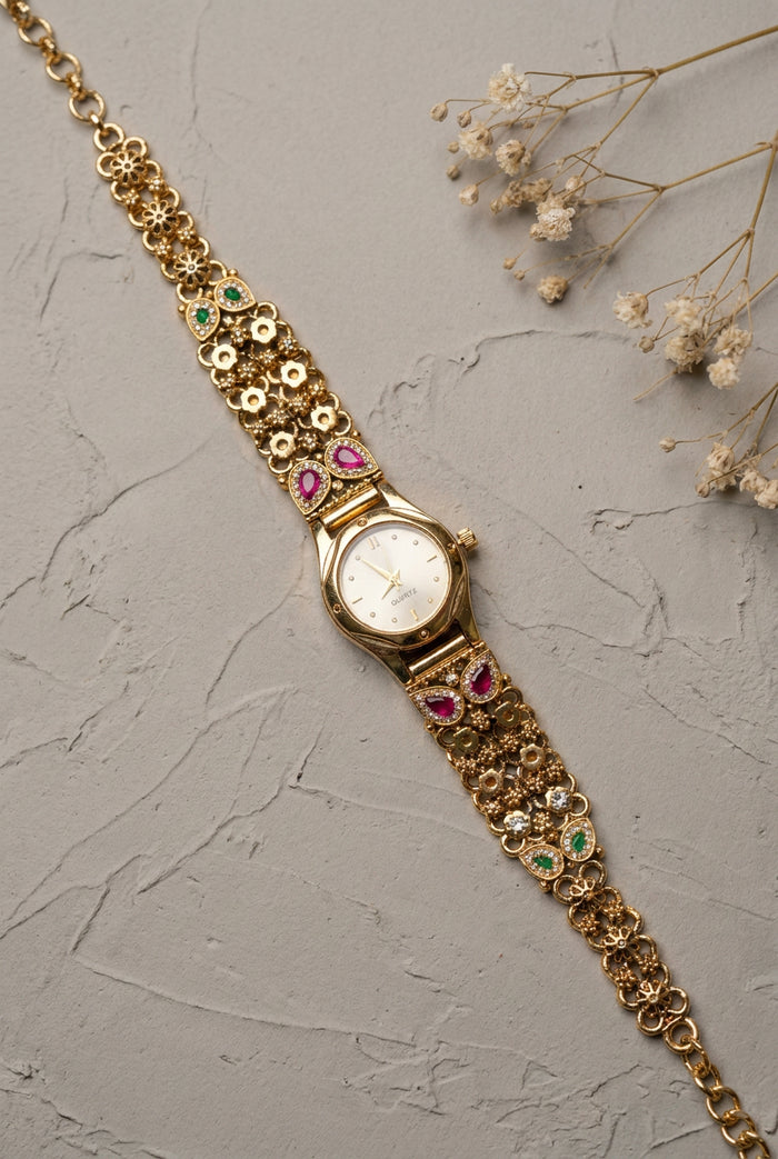 Ruby Emerald Antique Gold Watch